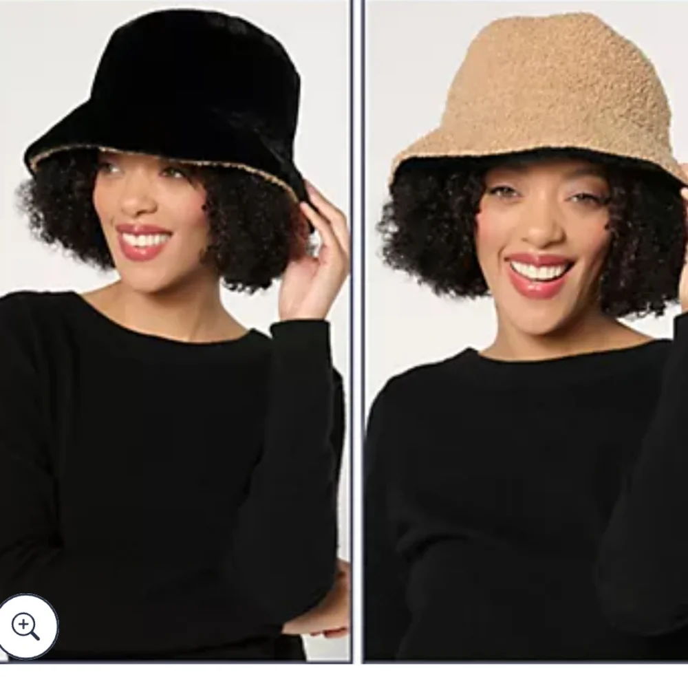 Sprigs Reversible Adjustable Bucket Hat Black And Carmel NWT